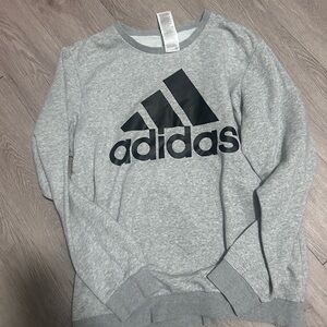 adidas Light Gray Crewneck Sweatshirt with Black Logo
